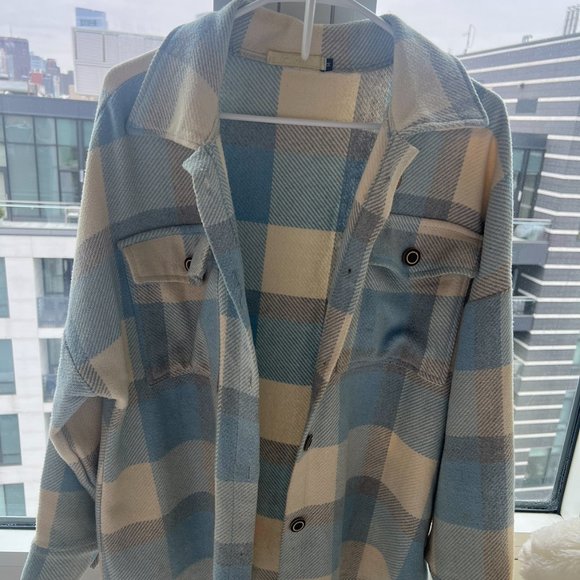 High-Quality Light Blue Checkered Shirt-Jacket - Picture 2 of 3